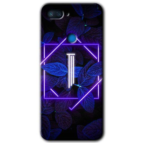 Xiaomi Mi 8 Lite Kılıf HD Desen Baskılı Arka Kapak - Dark Neon Yaprak I Harfi