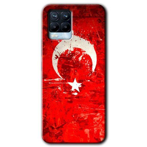 BeRa Aksesuar Realme 8 Kılıf Baskılı Kapak - Albayrak 2 +Tam Kaplayan Mat Seramik