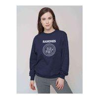 Ramones Baskılı Indigo Mavi Kadın Sweatshirt
