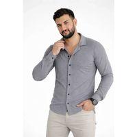 Erkek Waffle Kumaş Uzun Kollu Düğmeli Açık Yaka Regular Fit Gömlek - Füme