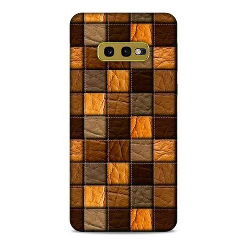 Samsung Galaxy S10e Kılıf Patchwork (32) Soft Silikon Kılıf Turuncu Kahve