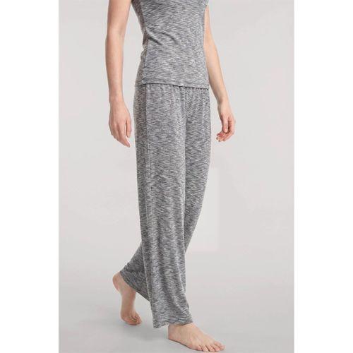 Kadın Gri V Yaka Yumuşak Dokulu Pijama Takımı Rahat Günlük Ev Giyim Seti