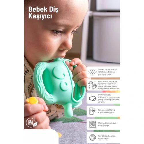 Açık Yeşil Bebek Silikon Diş Kaşıyıcı
