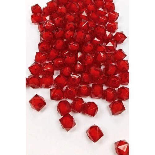 Küp Boncuk İçten Boncuklu Bileklik Çanta Boncuğu 10 mm 50 gr Kırmızı - BNC448