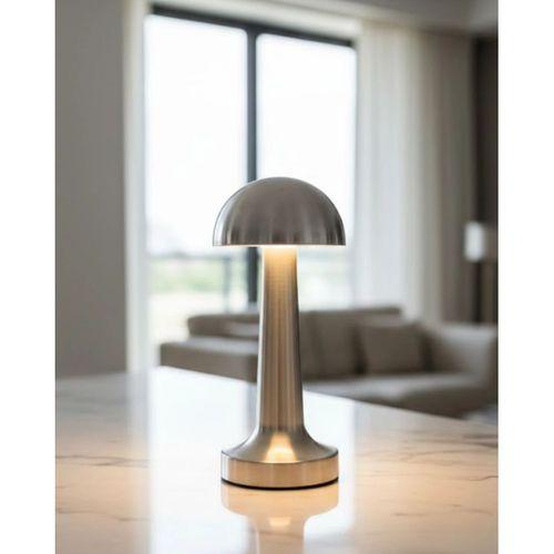 Krom Mantar Masa Lambası Dokunmatik 3 Renk Led Şarjlı Taşınabilir Gece Lambası