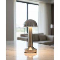 Krom Mantar Masa Lambası Dokunmatik 3 Renk Led Şarjlı Taşınabilir Gece Lambası