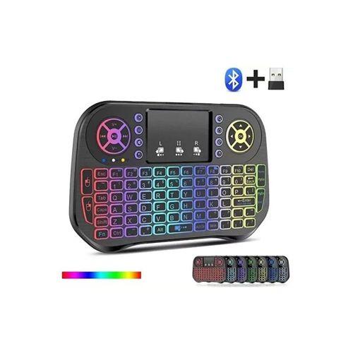 Zk-08 Rgb Işıklı Mini Kablosuz Klavye Touchpad Bluetooth Ve 2.4g Smart Tv Kumandası