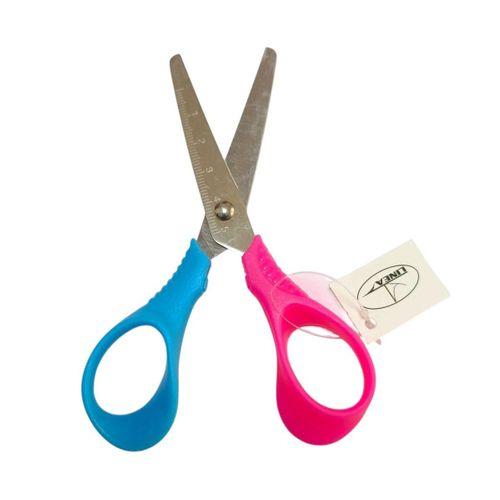 LİNEA CETVELLİ ÇİFT RENKLİ OKUL MAKASI ( Mavi-Pembe)