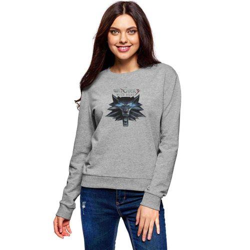 The Witcher Baskılı Gri Kadın Sweatshirt