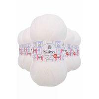 5 Adet Baby One Tüylenmeyen El Örgü İpi Yünü Kar Beyaz K010