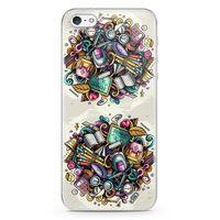 Apple iPhone 5 Kılıf Kırtasiye Malzemeleri Doodle Arka Kapak Koruma Desenli Full Koruyucu