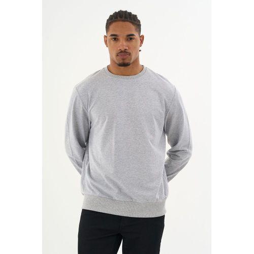 Süperlife Erkek Gri Bisiklet Yaka Ribanalı Regular Fit Sweatshirt spr26swk930