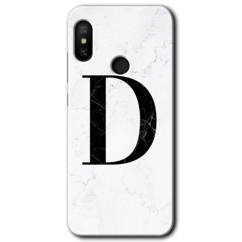 Potkal Hediye Fabrikası Xiaomi Mi A2 Lite Kılıf HD Desen Baskılı Arka Kapak - Beyaz Mermer Desenli D Harfi