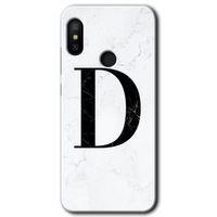 Potkal Hediye Fabrikası Xiaomi Mi A2 Lite Kılıf HD Desen Baskılı Arka Kapak - Beyaz Mermer Desenli D Harfi