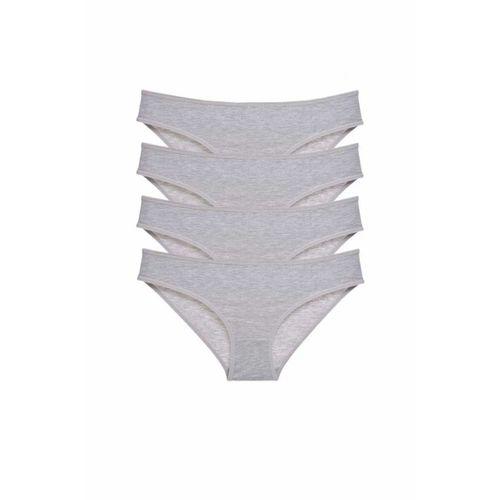 4 adet Süper Eko Set Likralı Kadın Slip Külot Gri