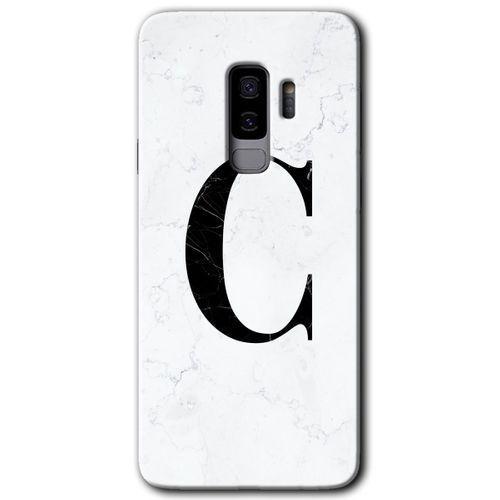 Potkal Hediye Fabrikası Samsung Galaxy S9 Plus Kılıf HD Desen Baskılı Arka Kapak - Beyaz Mermer Desenli C Harfi