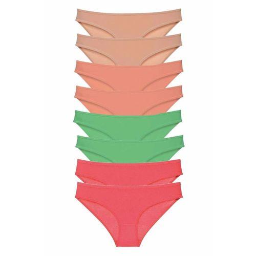 8 adet Süper Eko Set Likralı Kadın Slip Külot Ten Pudra Yeşil Fuşya