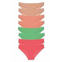 8 adet Süper Eko Set Likralı Kadın Slip Külot Ten Pudra Yeşil Fuşya