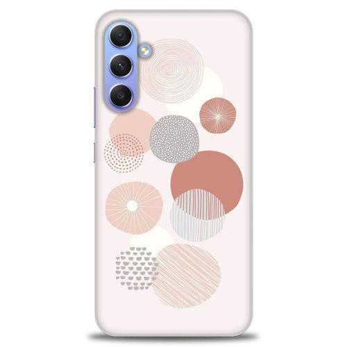 Samsung Galaxy A24 Kılıf HD Baskılı Kılıf - Pembe Daireler + Tam Ekran Koruyucu