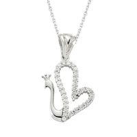 Gümüş Kalpli Kuğu Bayan Kolye