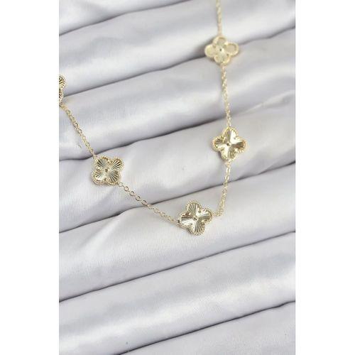 Pirinç Gold Renk Yonca Kadın Kolye