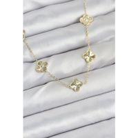 Pirinç Gold Renk Yonca Kadın Kolye