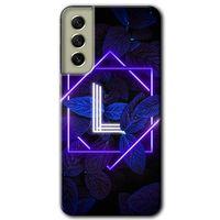 Galaxy S21 FE Kılıf HD Desen Baskılı Arka Kapak - Dark Neon Yaprak L Harfi