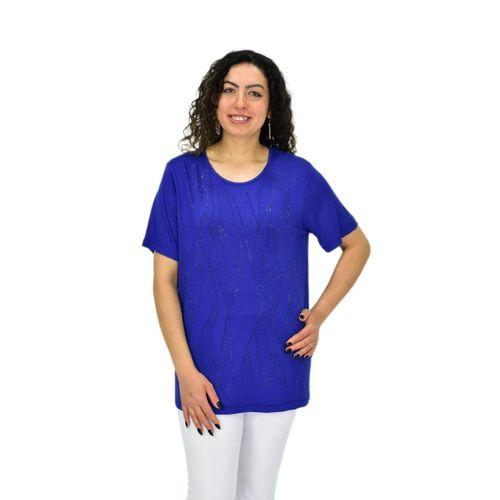 Kadın Viskon Taşlı Kısa Kol Bluz BGL-ST04679