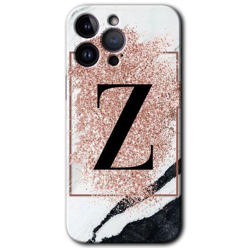 Potkal Hediye Fabrikası iPhone 14 Pro Kılıf HD Desen Baskılı Arka Kapak - Pembe Mermer Desenli T Harfi