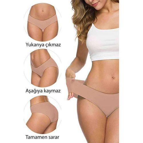 4 Adet Kadın Dikişsiz Lazer Kesim Esnek İz Yapmayan Külot Ten