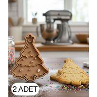 2Li Noel Ağacı Christmas Tree Şekillendirici Kalıp Kurabiye Hamur Kesici Oyun ve Şeker Hamuru Seti