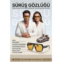 Parlama Önleyici Gece Sürüş Gözlüğü - Anti-Fog Sis ve Far Işığı Engelleyici Sarı Camlı Siyah Kemik Çerçeveli Sürüş Görüş Gözlüğü 723382