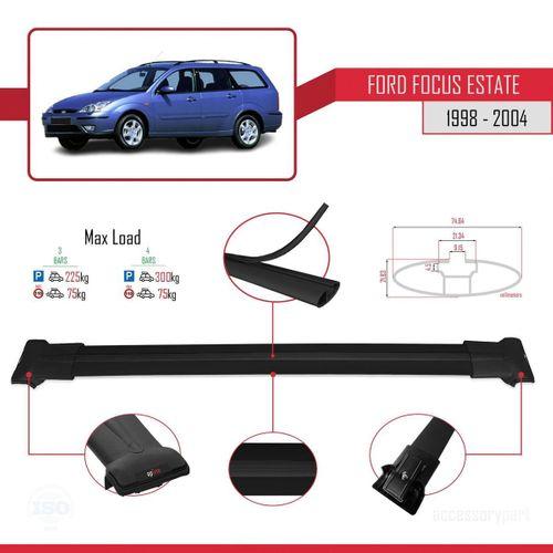 Ford Focus Estate C170 1998-2004 Arası ile uyumlu FLY Model Ara Atkı Tavan Barı SİYAH 3 ADET BAR