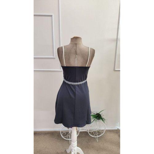 Kadın Ip Askılı önden Fermuarlı Belden Bağcıklı çok Renkli Kısa Viskon Iki Iplik Elbise