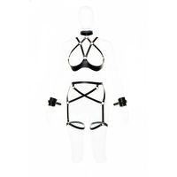 Siyah Harness Takım Deri Jartiyerli Boyunluk Detaylı - Brf1189