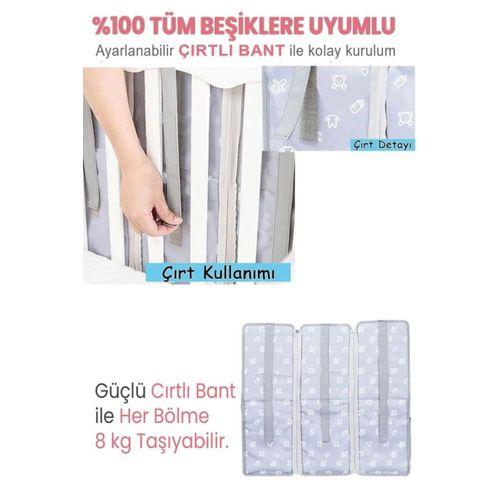 Beşik Organizer Beşik Yanı Düzenleyici Bebek Odası Organizer 3 Bölmeli Büyük Beşik Organizer