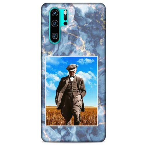 Huawei P30 Pro Kılıf Atatürk (19) Kılıfları Mavi Mermer