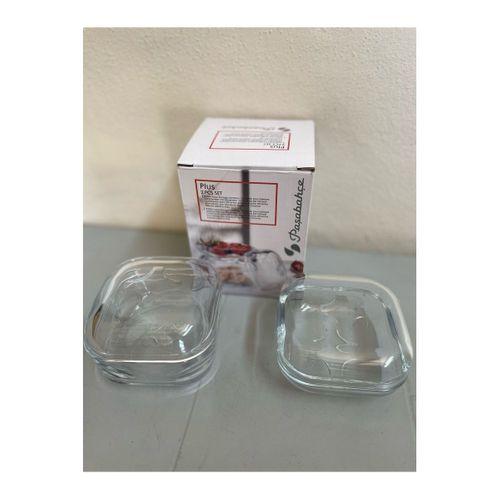 Paşabahçe Plus Kapaklı Cam Saklama Kabı 2'li 96888 Şeffaf