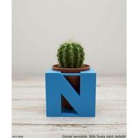 Mavi Centikli Harf Seklinde Mini Dekoratif Saksi Ismine Ozel Bas Harf Tasarim Masa Ustu Ofis Dekoru 7 Cm