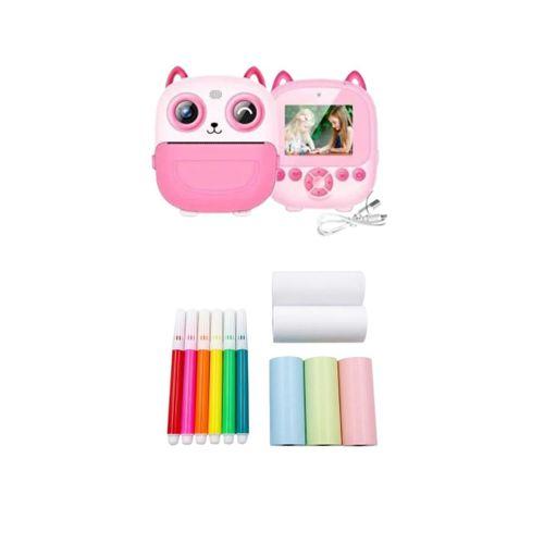 Anında Çıktı Veren Çocuk Kamerası 5 Rulo Kağıt 6 Kalem Setli Eğitici Oyuncak Fotoğraf Makinesi