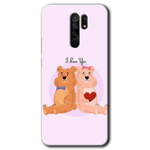 MRCİLETİSİM Xiaomi Redmi 9 Kılıf Baskılı Kapak - Sevgili Ayıcık + 5D Tam Kaplayan Cam