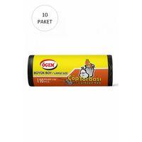 Büyük Boy Çöp Torbası 65 x 80 cm 10 Lu Rulo x 10 Paket = 100 Adet (Siyah)