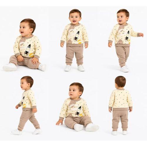 6/24 Ay Uzay Mekiği Baskılı Bebek Takımı