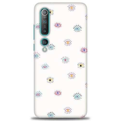 Xiaomi Mi 10 Kılıf HD Baskılı Kılıf - Renkli Gözler + Tam Ekran Koruyucu