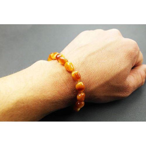 Amber Ateşi Doğal Kesim Damla Kehribar Yetişkin Bileklik