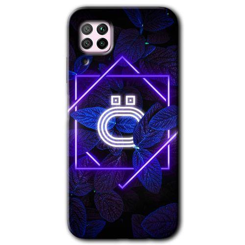 MRCİLETİSİM Huawei P40 Lite Kılıf Kapak - Dark Neon Yaprak Ö Harfi +Hayalet Ekran Yandan Gözükmez