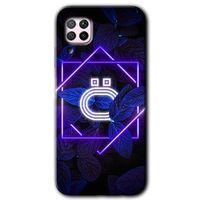 MRCİLETİSİM Huawei P40 Lite Kılıf Kapak - Dark Neon Yaprak Ö Harfi +Hayalet Ekran Yandan Gözükmez