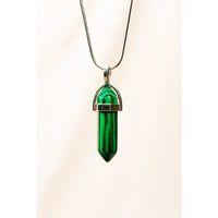 Malahit Doğal Taşı Zincirli El Yapımı Tasarımlı Kolye Uç: 3,5 cm Zincir: 20 cm Kutulu
