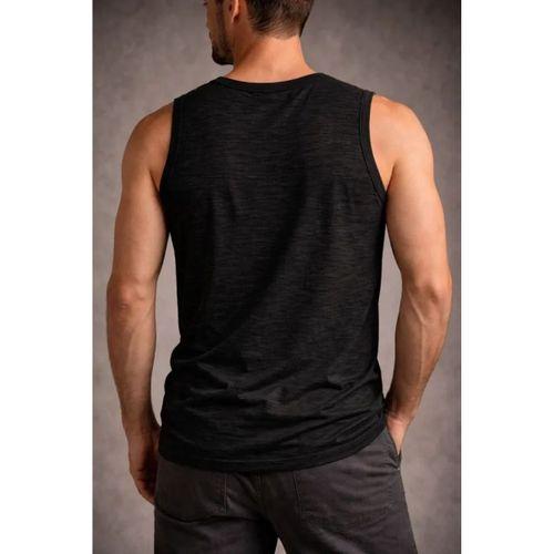 Erkek Flamlı Kumaş Sıfır Kolsuz Atlet Basic Spor Üst, Günlük Ve Fitness Kullanımına Uygun - Siyah