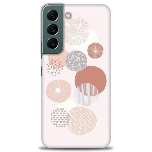 Samsung Galaxy S22 Kılıf HD Baskılı Kılıf - Pembe Daireler + Tam Ekran Koruyucu